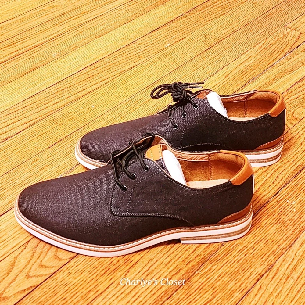 Florsheim Highland Canvas Denim‎ Oxford 7.5M NWOB Blk/Wht 14273-001 Casual Euro